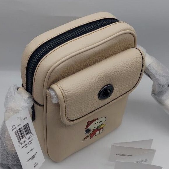 NWT Coach X Peanuts Heritage Crossbody With Snoopy Motif Pebble Leather CE613 - Picture 11 of 15